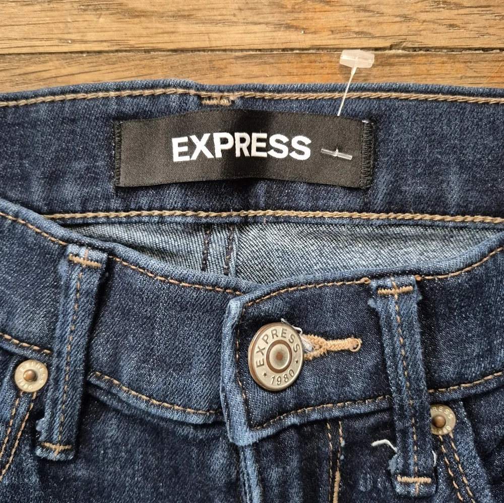 Express Women's Mid-Rise Stretch Blue Distressed Legging Jeans - 0R